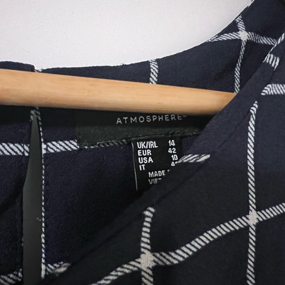 Navy Blue Checkered Women's Top - Picture 4 of 5
